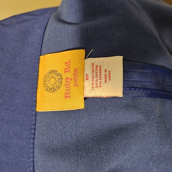 Ruby rd petite Womens Blue Weather Resistant Pea Coat Size 8P - Picture 3 of 7